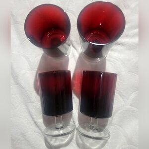 Vintage Set Of Small Ruby Red Glasses